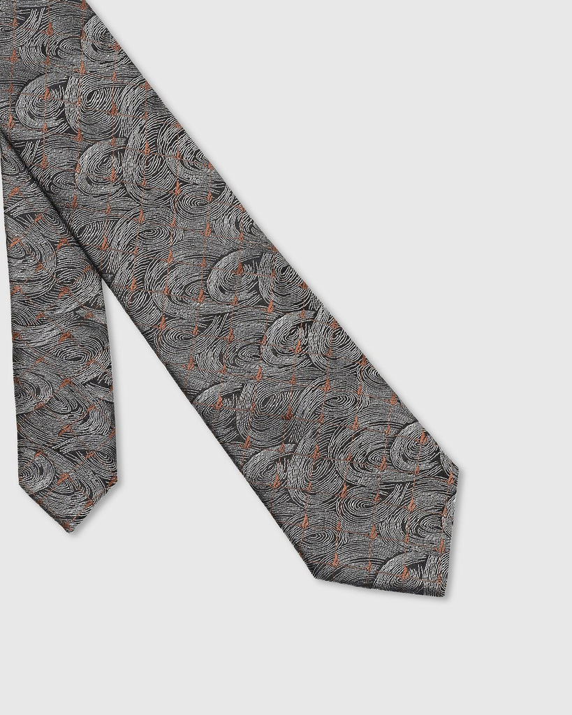 Silk Brown Printed Tie - Theo