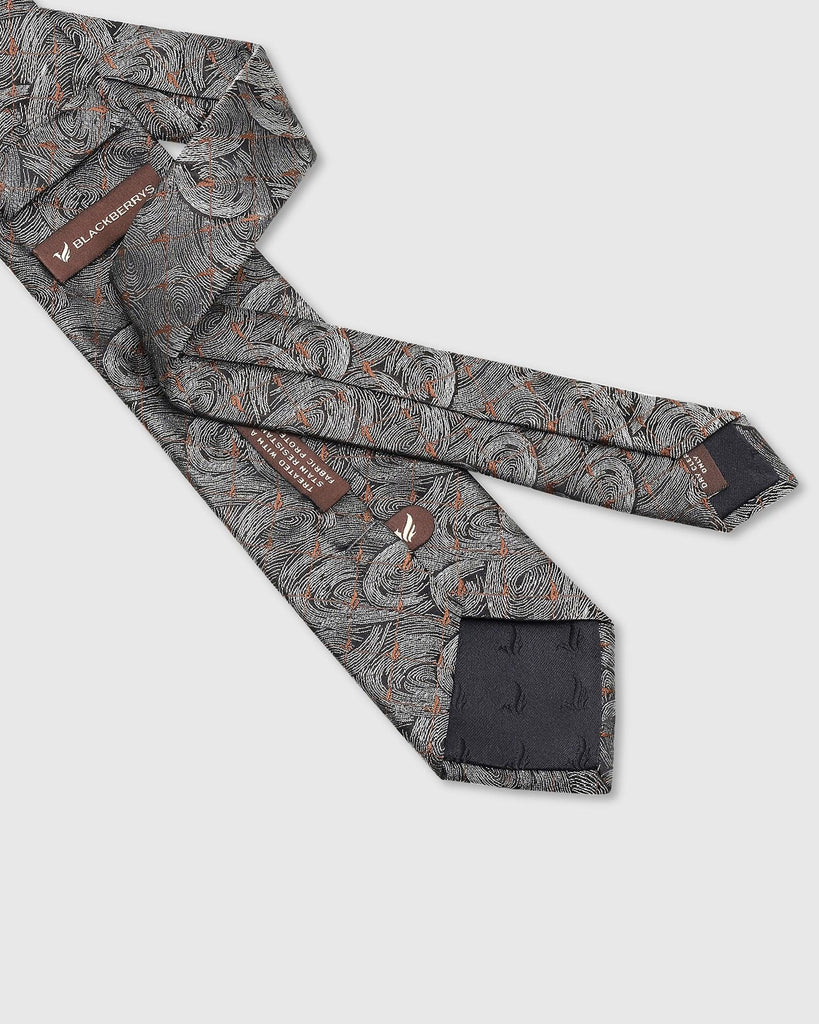 Silk Brown Printed Tie - Theo