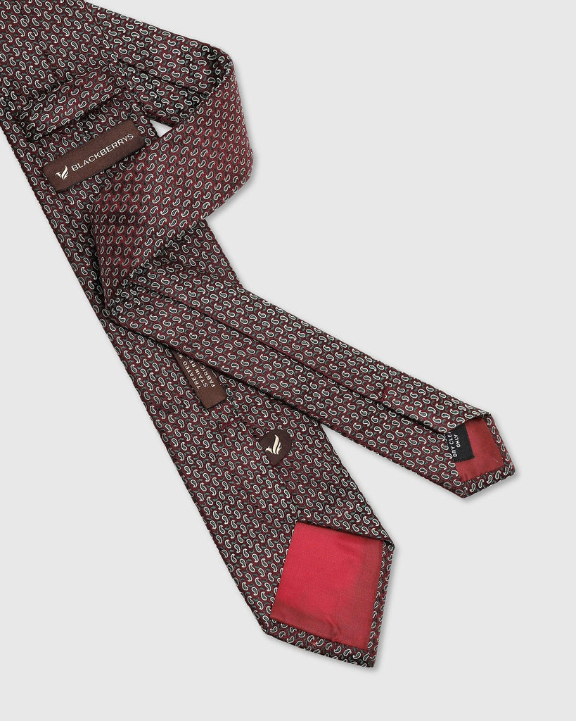 Silk Brown Printed Tie - Twin