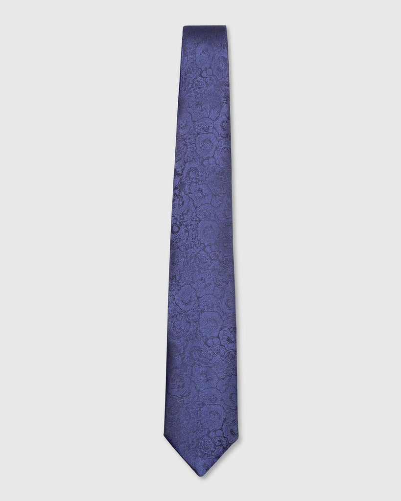 Silk Deep Navy Printed Tie - Trent