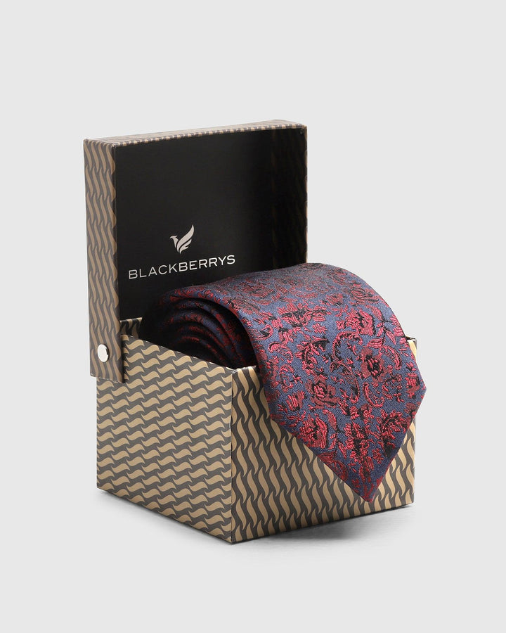 Silk Maroon Printed Tie - Tesla