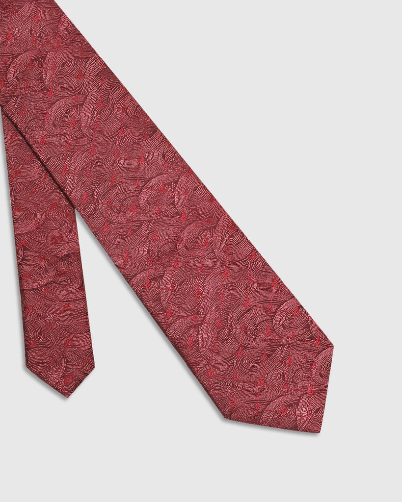 Silk Maroon Printed Tie - Theo