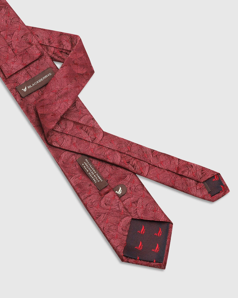 Silk Maroon Printed Tie - Theo