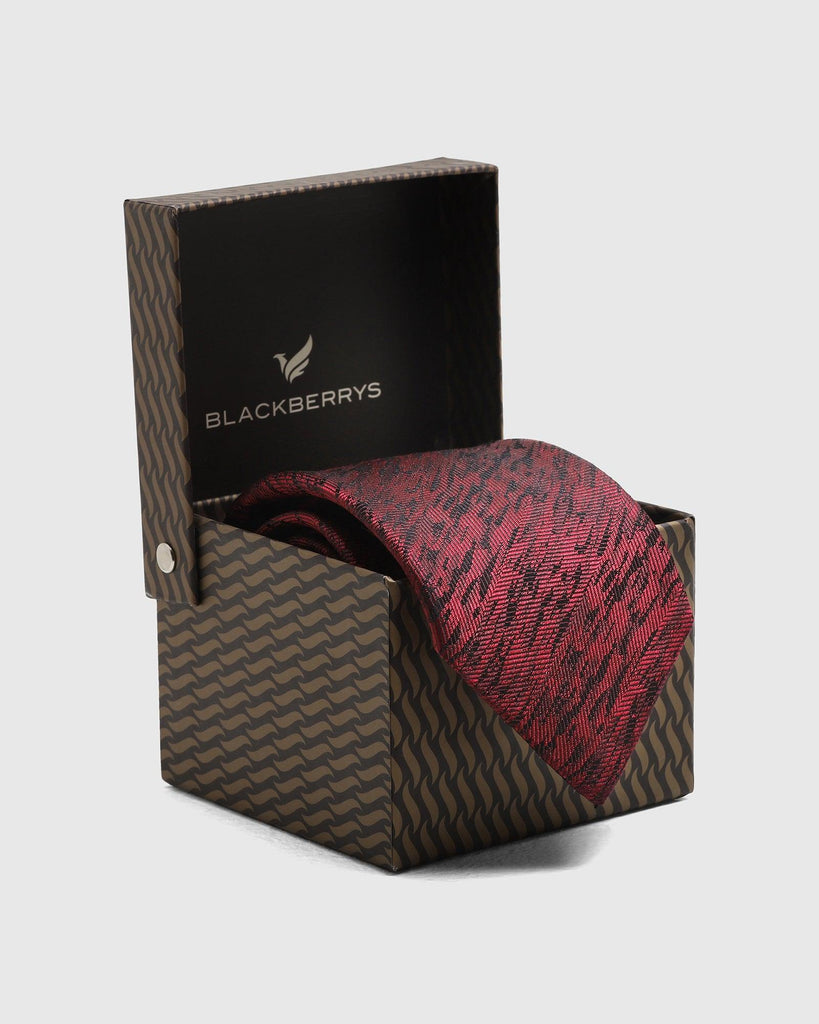 Silk Maroon Printed Tie - Thunder