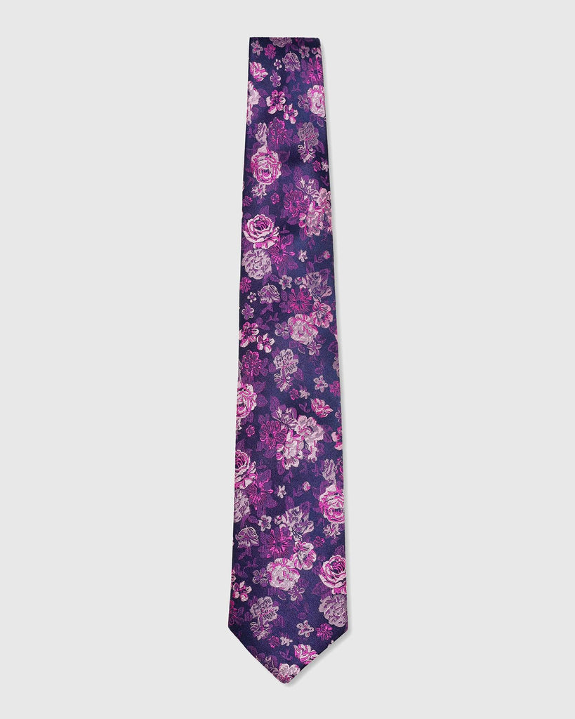 Silk Navy Printed Tie - Tucker