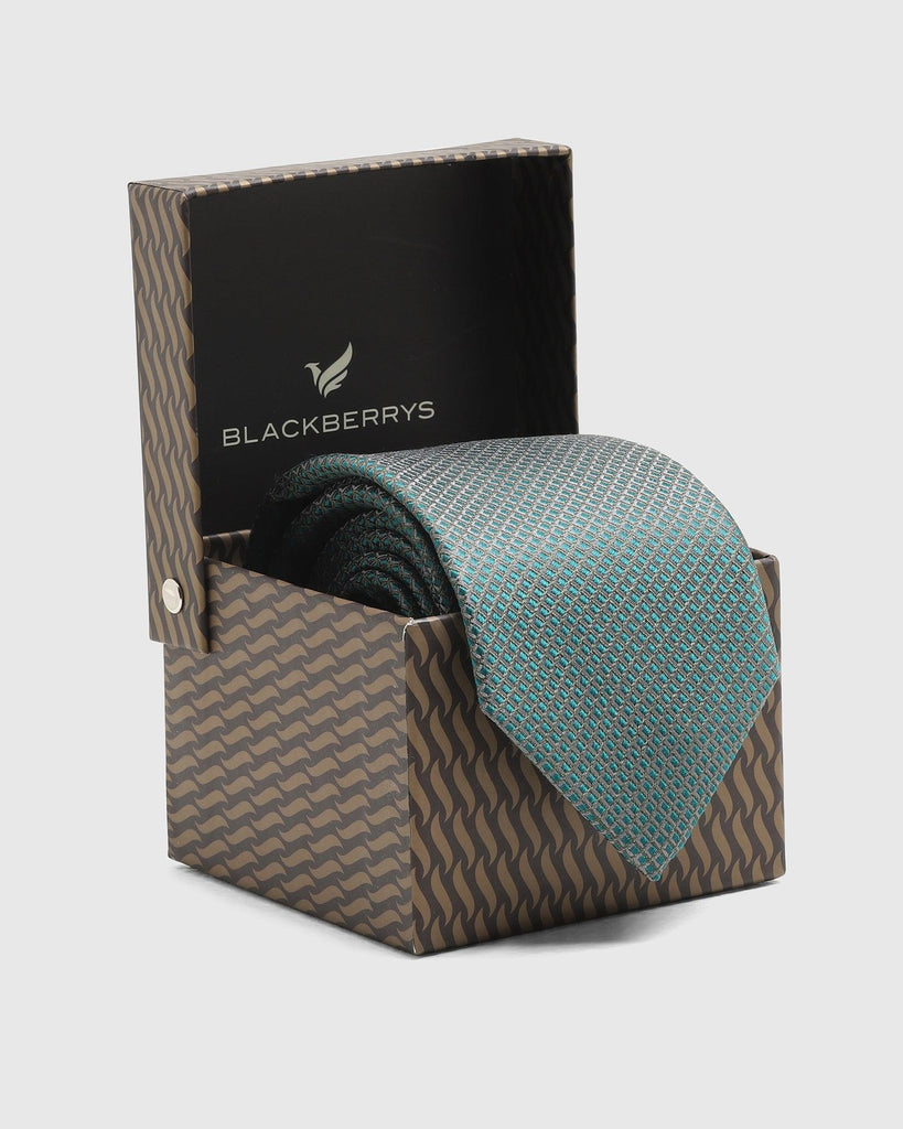 Silk Sea Green Printed Tie - Troy