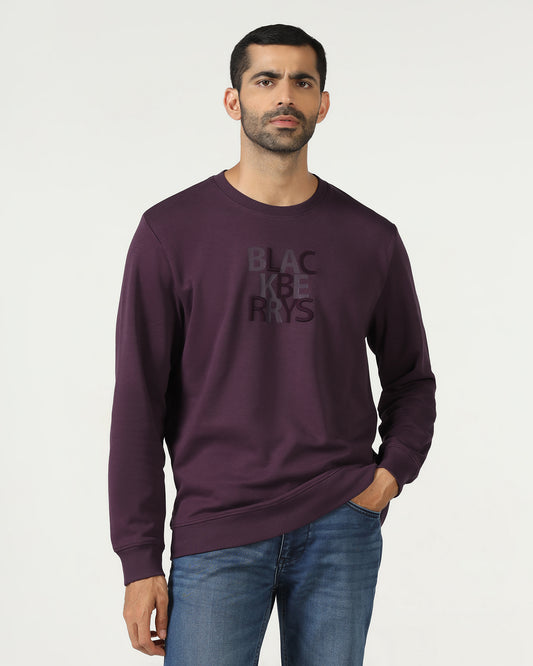 Purple Crew Neck Solid Sweatshirt - Deck