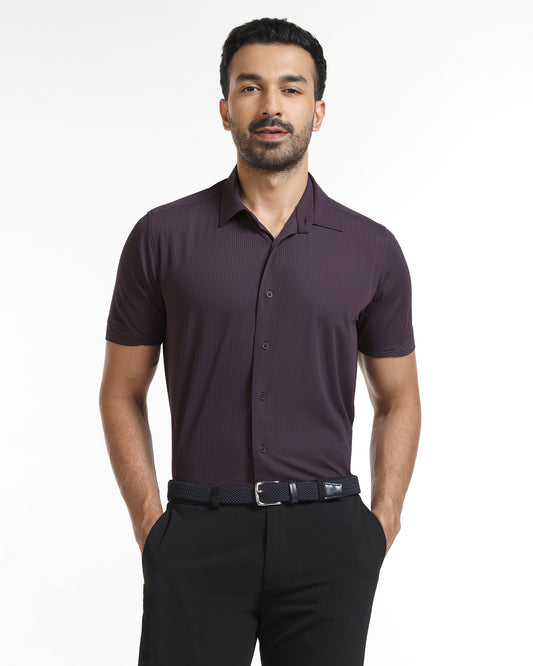 Purple Half Sleeve TechPro Stripe Shirt - Civil