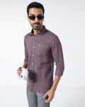Purple Linen Solid Shirt - Cleo