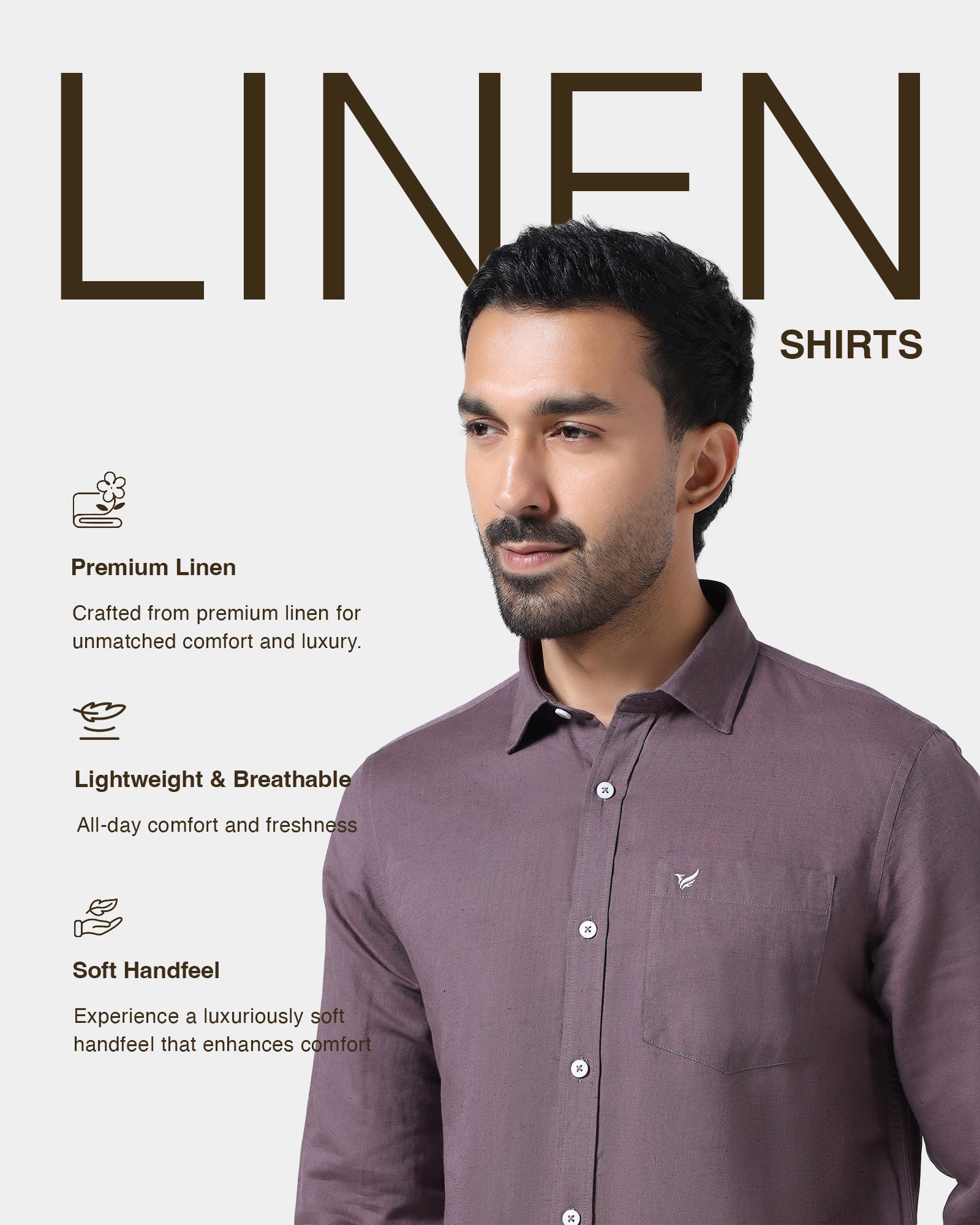 Purple Linen Solid Shirt - Cleo