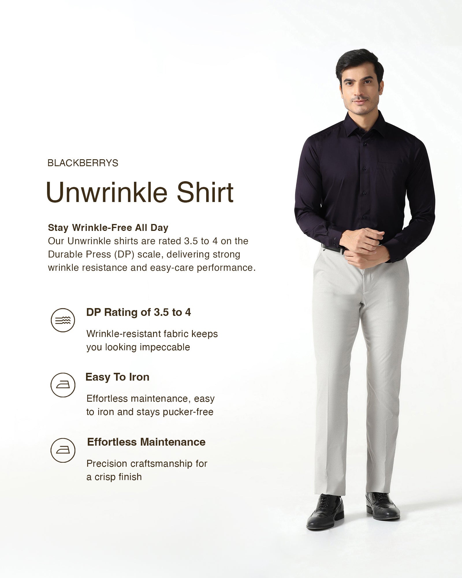 Purple Unwrinkle Solid Shirt - Sylvia