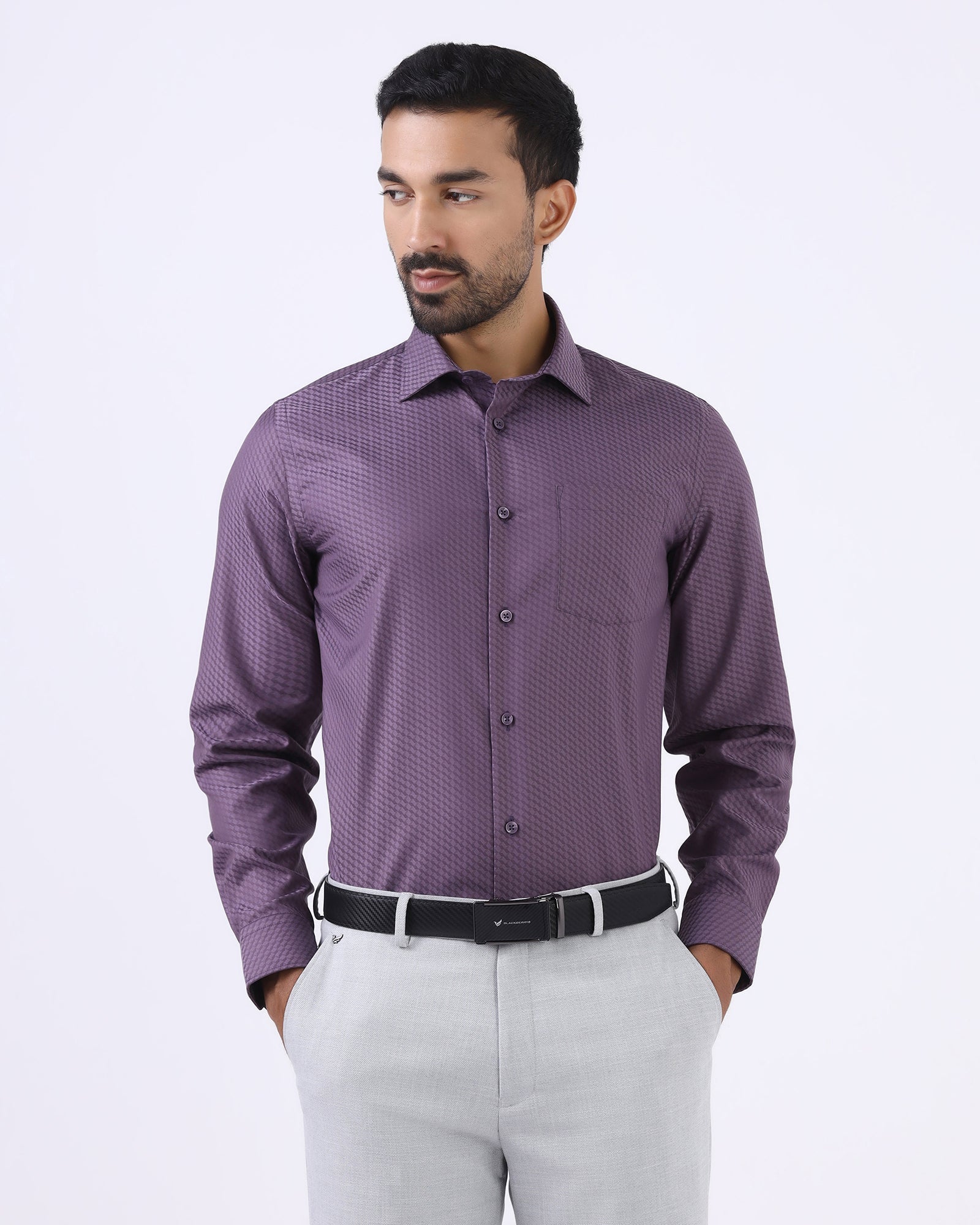 Purple Non Iron Textured Shirt - Esme