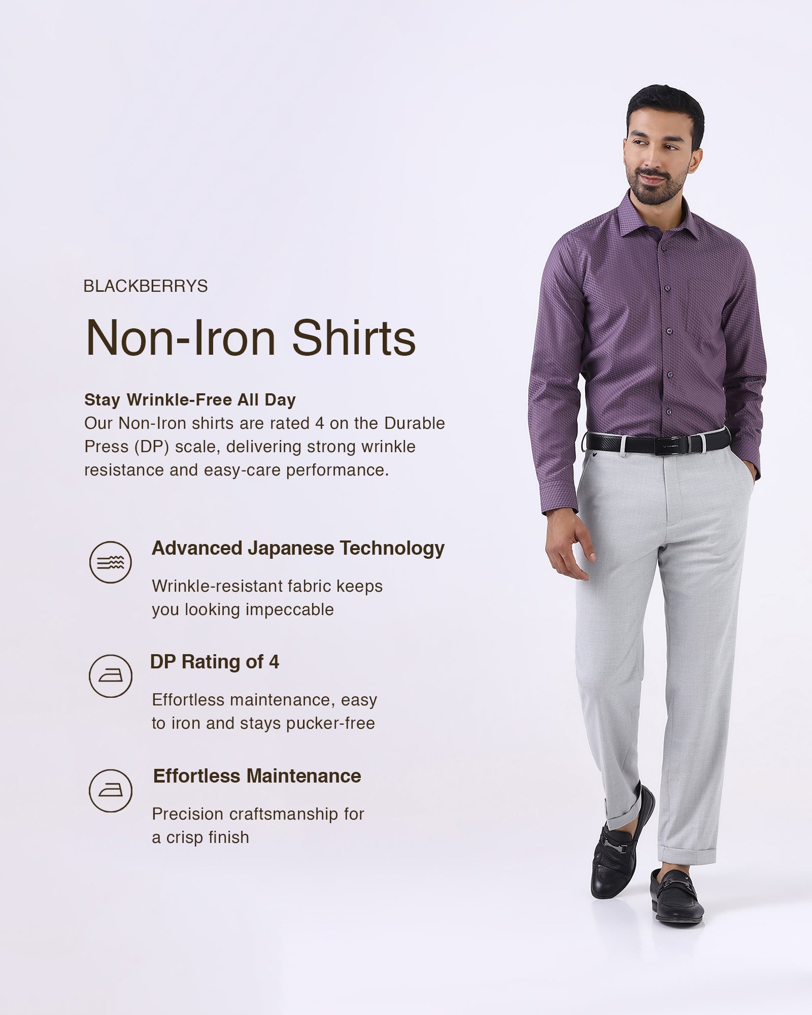 Purple Non Iron Textured Shirt - Esme