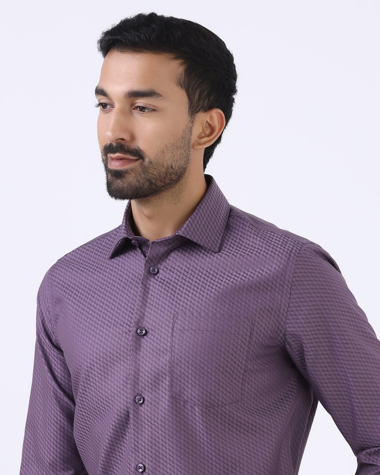 Purple Non Iron Textured Shirt - Esme