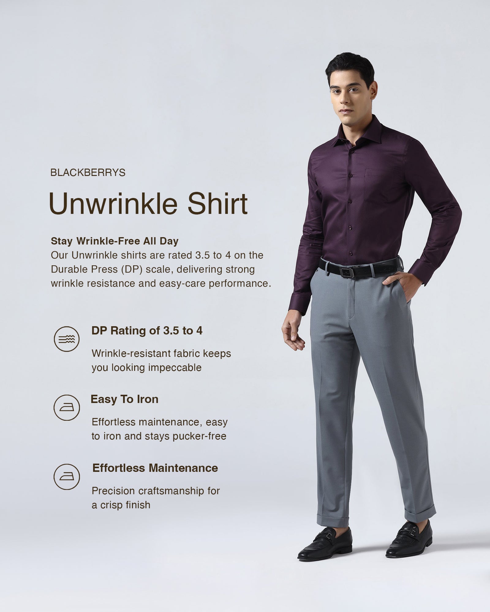 Purple Non Iron Textured Shirt - P31