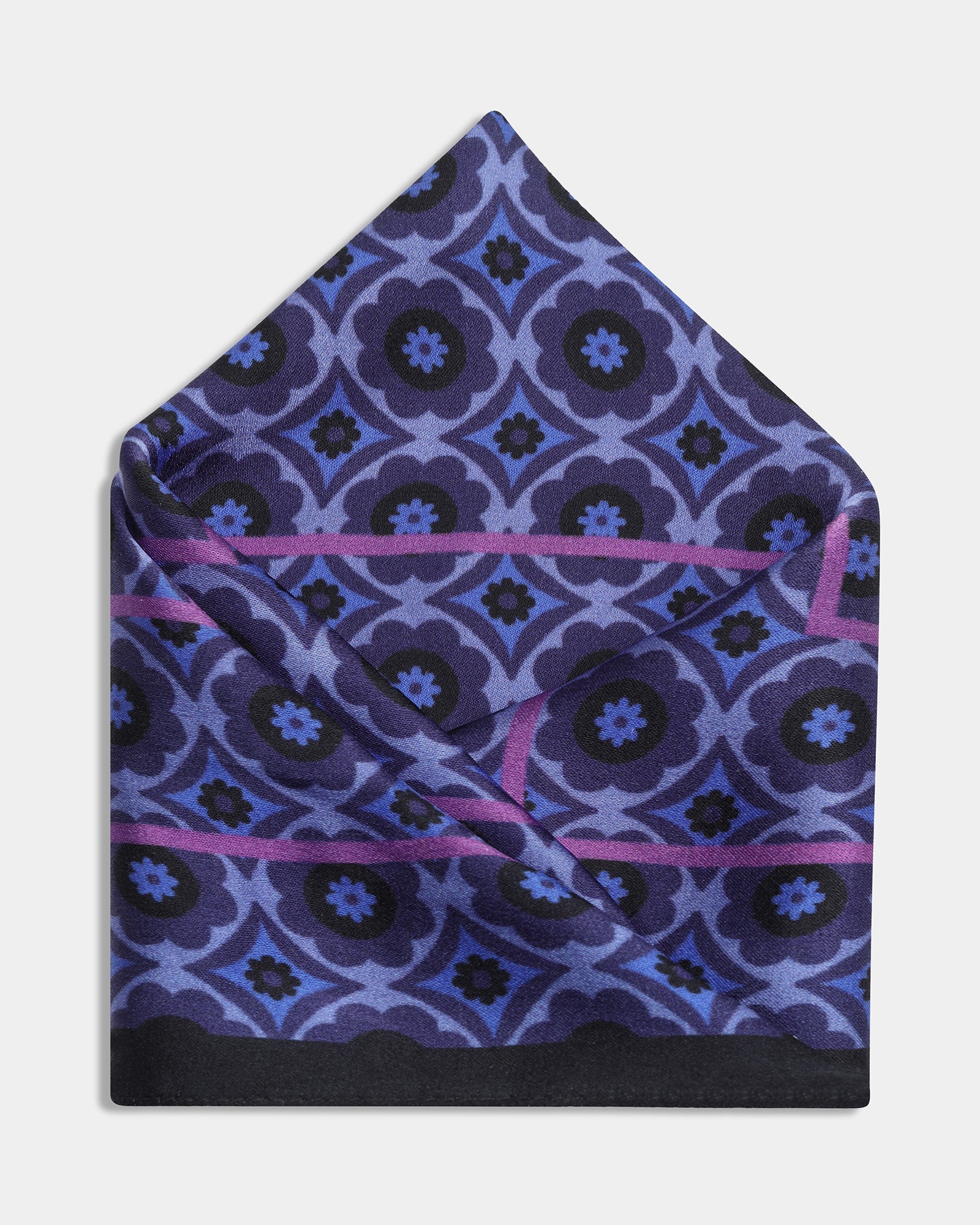 Purple Printed 100% Silk Pocket Square - Amour