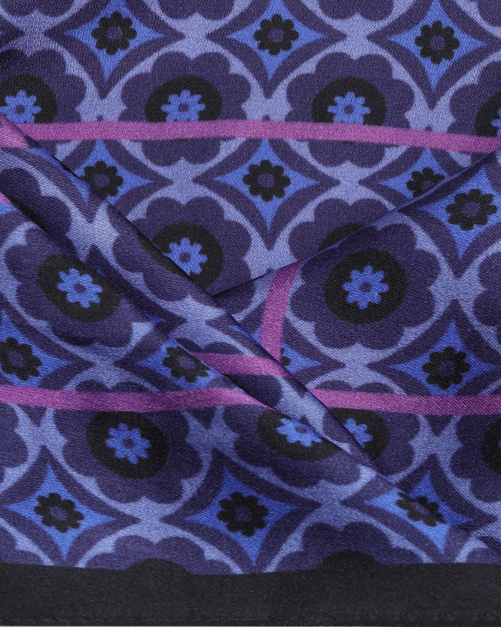 Purple Printed 100% Silk Pocket Square - Amour