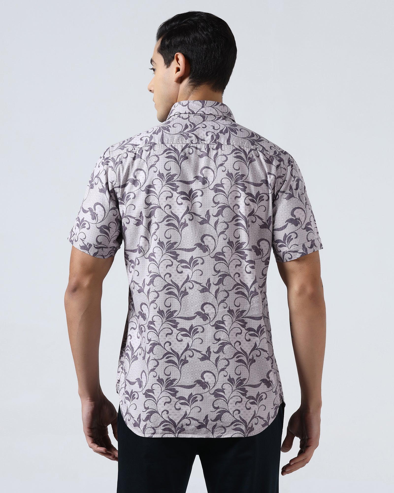 Purple Half Sleeve Printed Shirt - Lenard