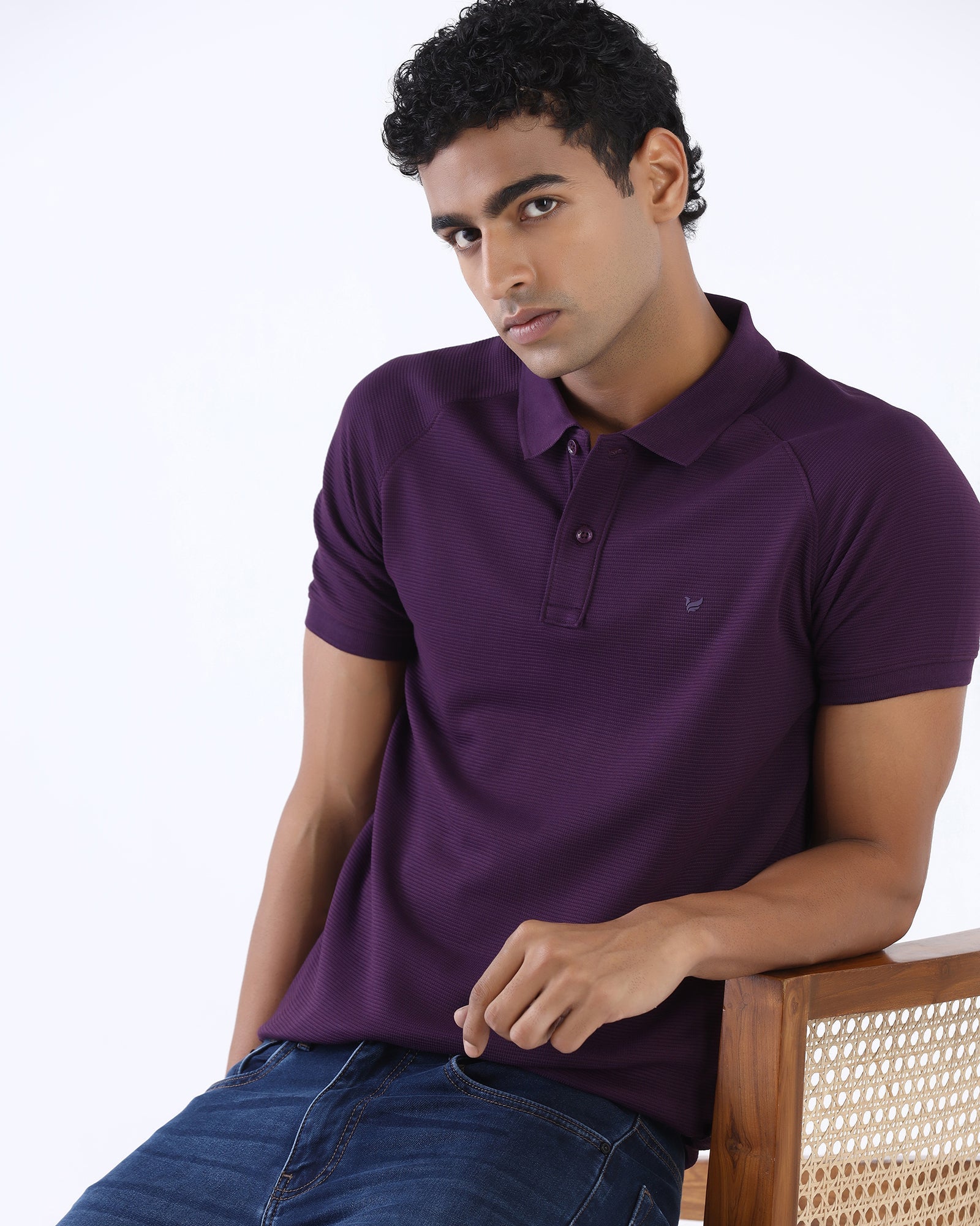 Purple Textured Polo - Jesper