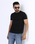 Black Crew Neck Solid T-Shirt - Twinn