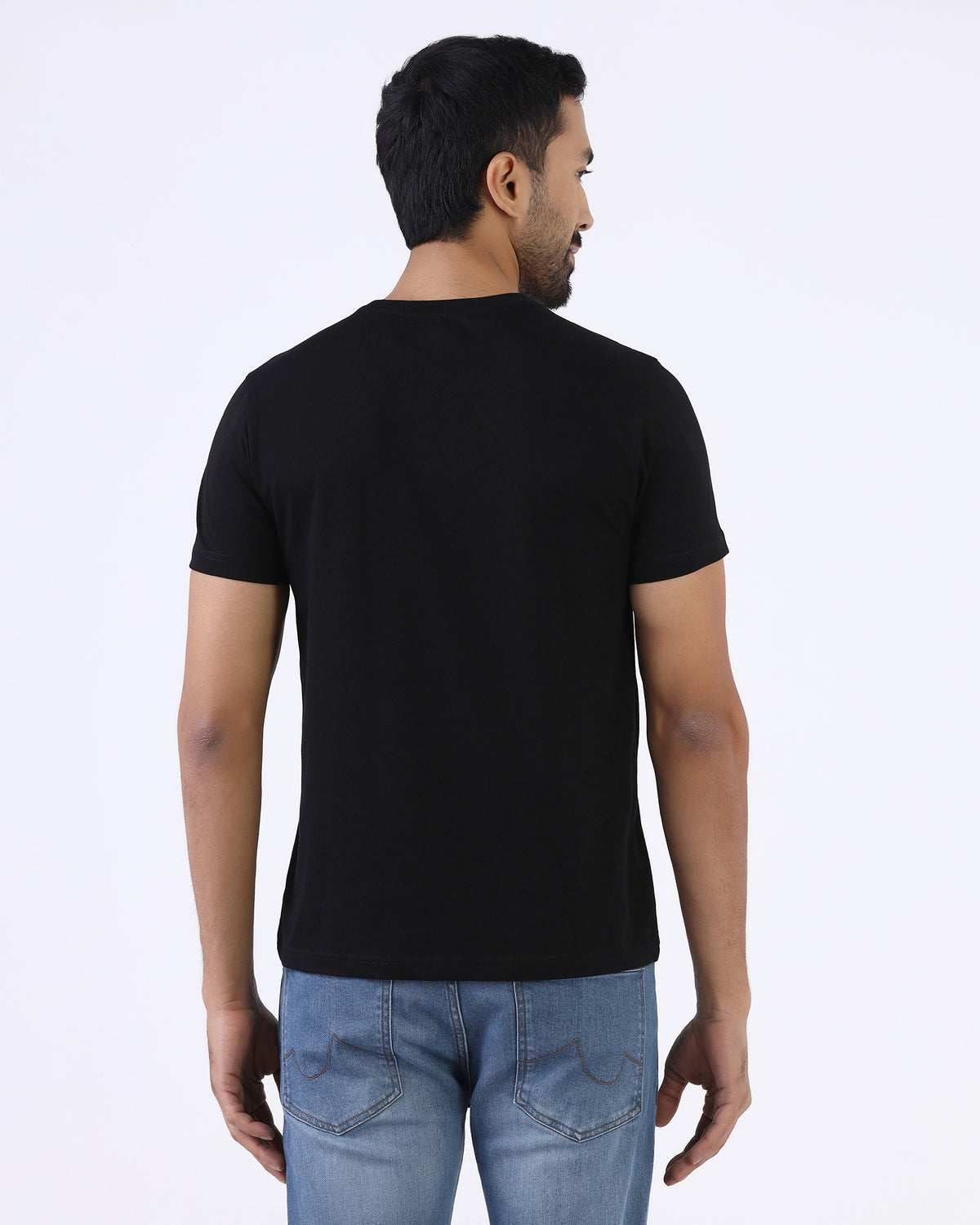 Black Crew Neck Solid T-Shirt - Twinn