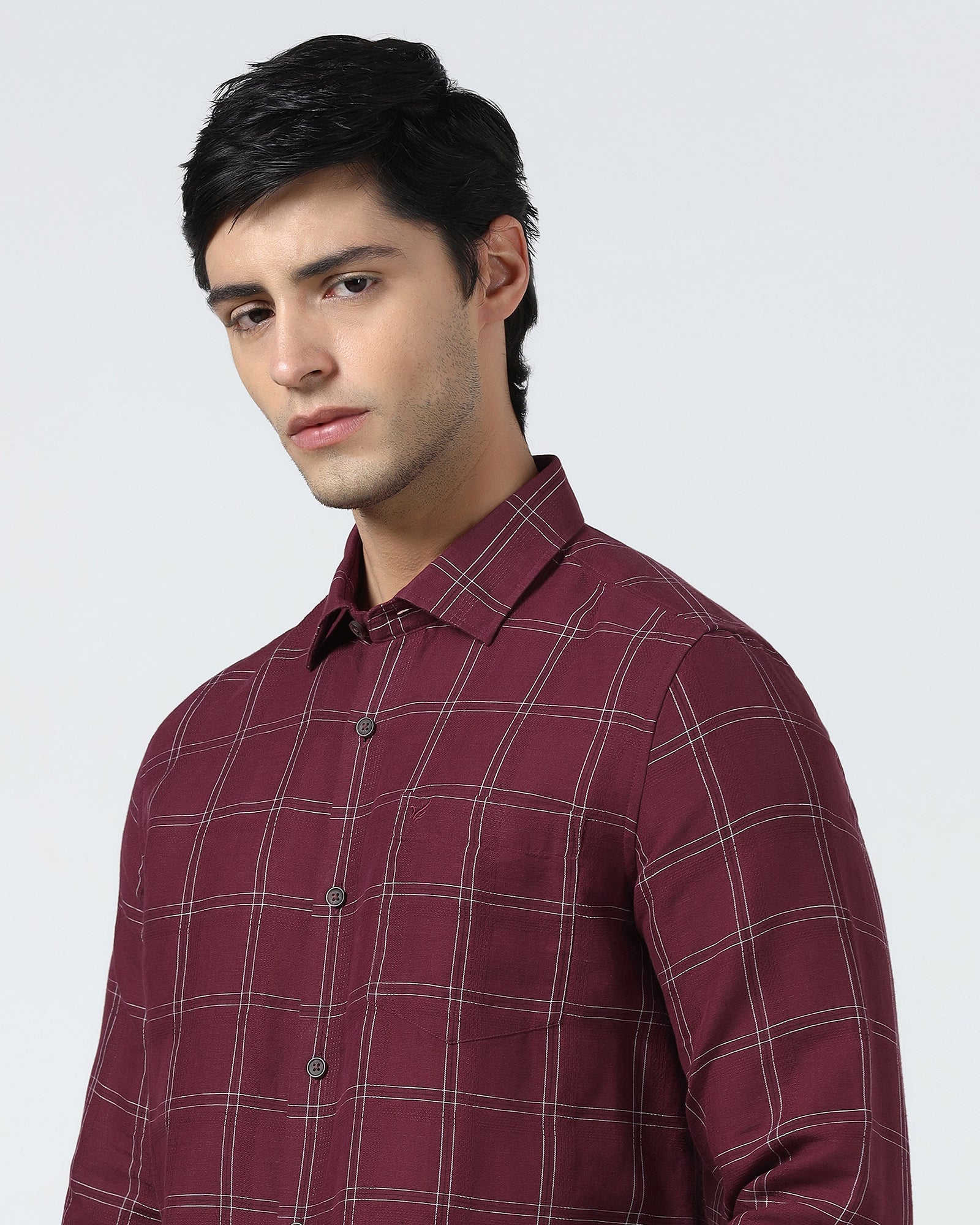 Red Linen Check Shirt - Moben