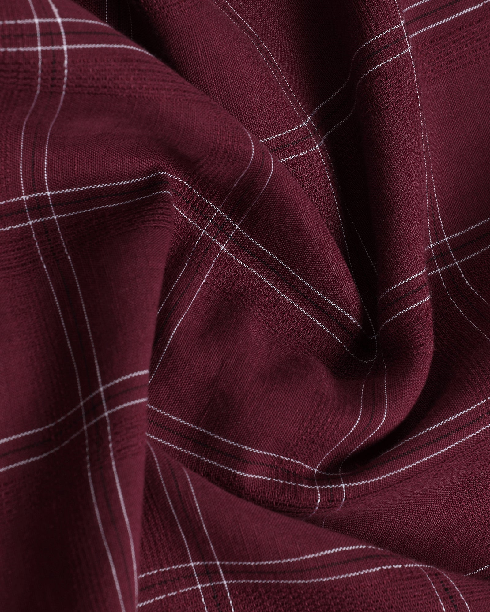 Red Linen Check Shirt - Moben