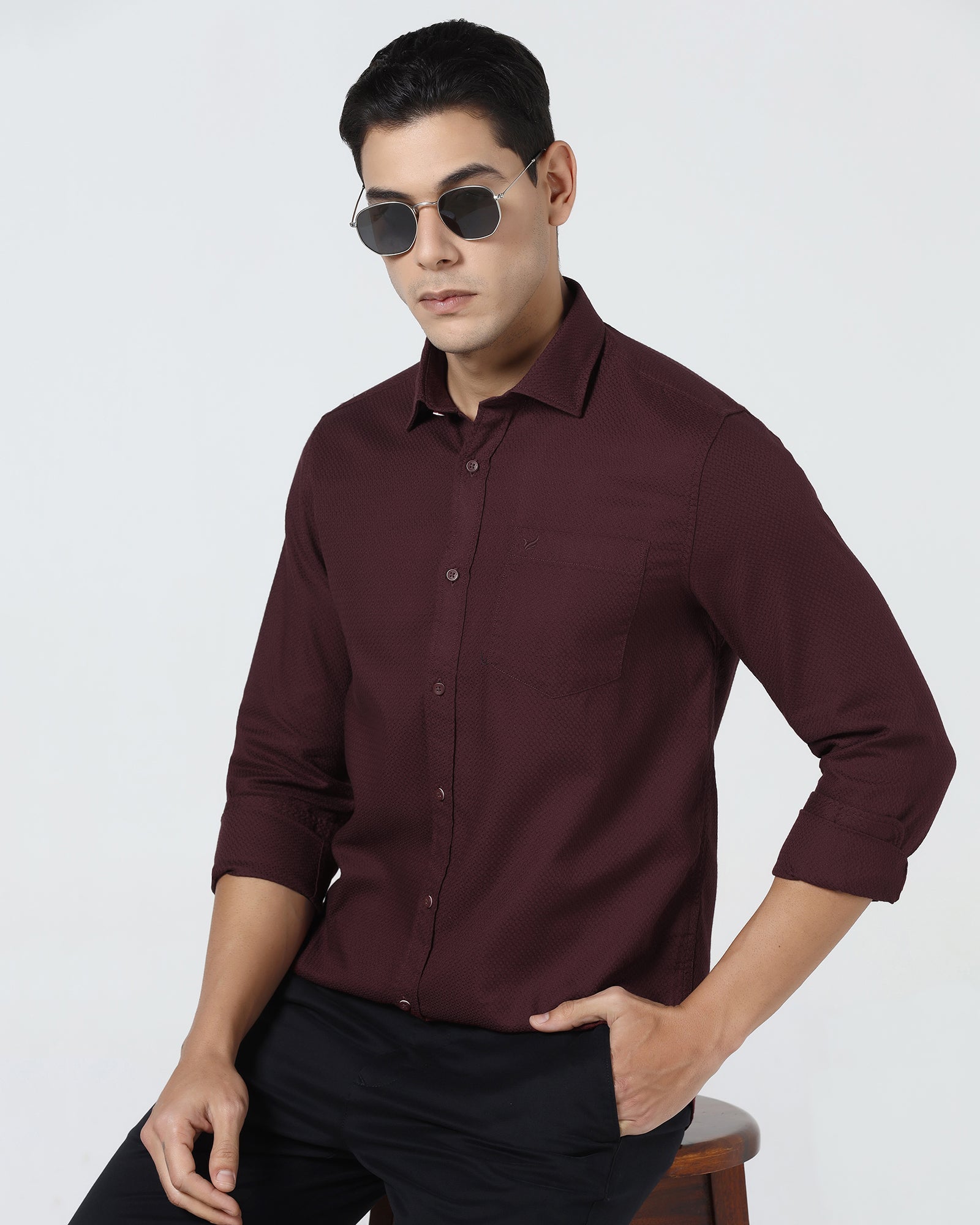 Red Textured Shirt - Fallon