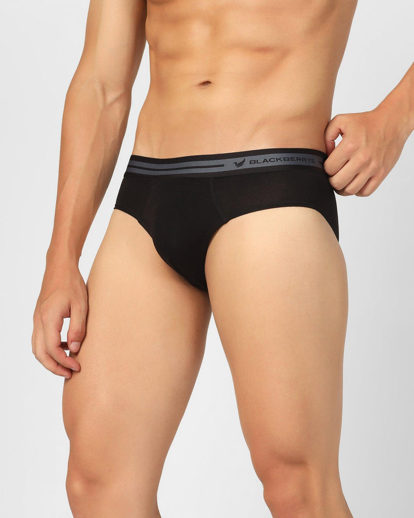 Cotton Black Solid Brief - New Broc