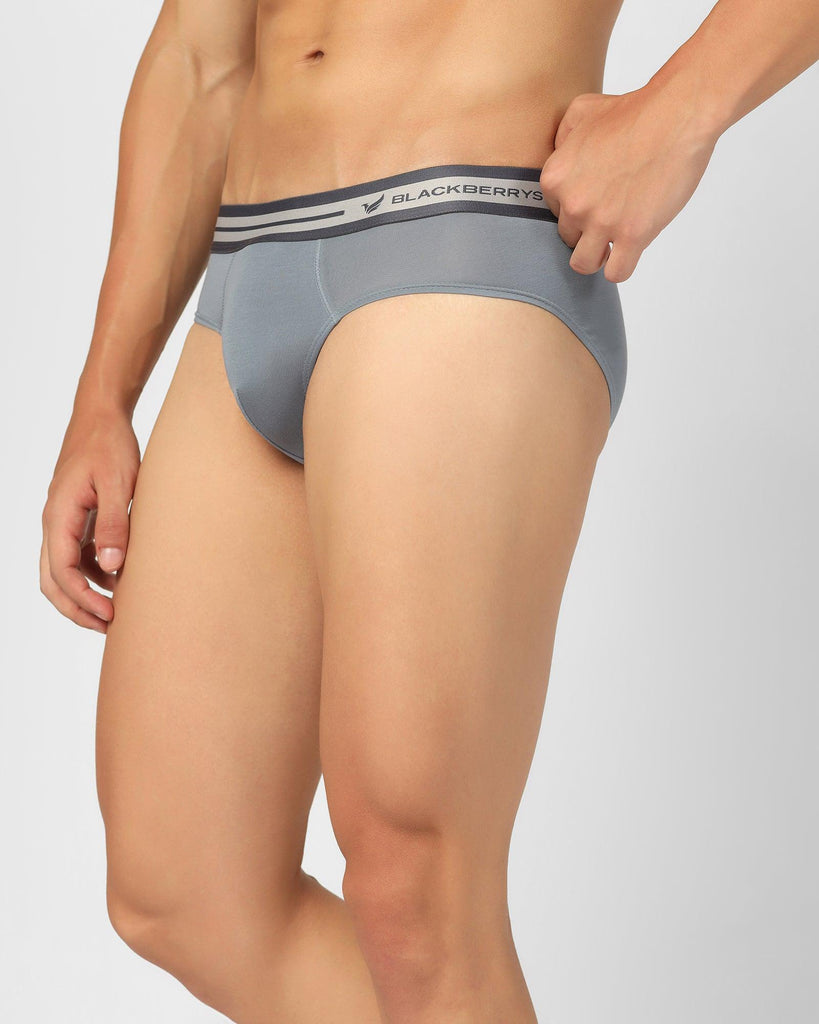 Cotton Dusk Blue Solid Brief - New Broc