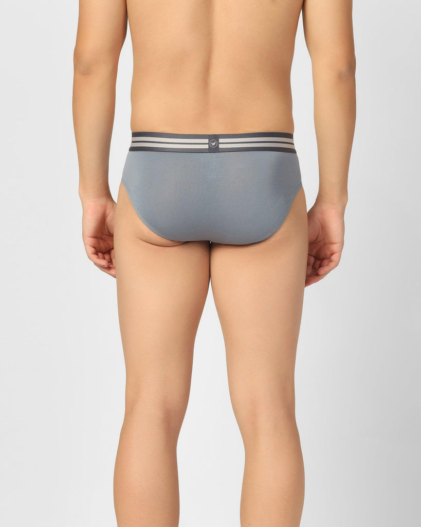 Cotton Dusk Blue Solid Brief - New Broc