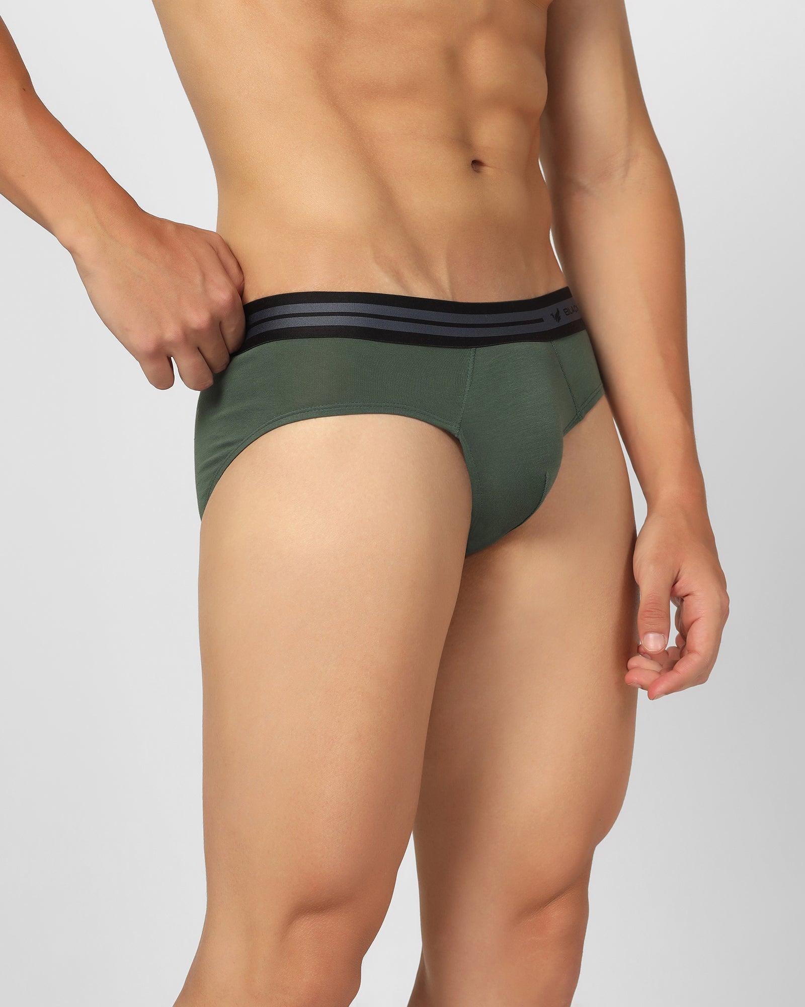 Regular Fit Brief In Sage Green (New Broc) - Blackberrys