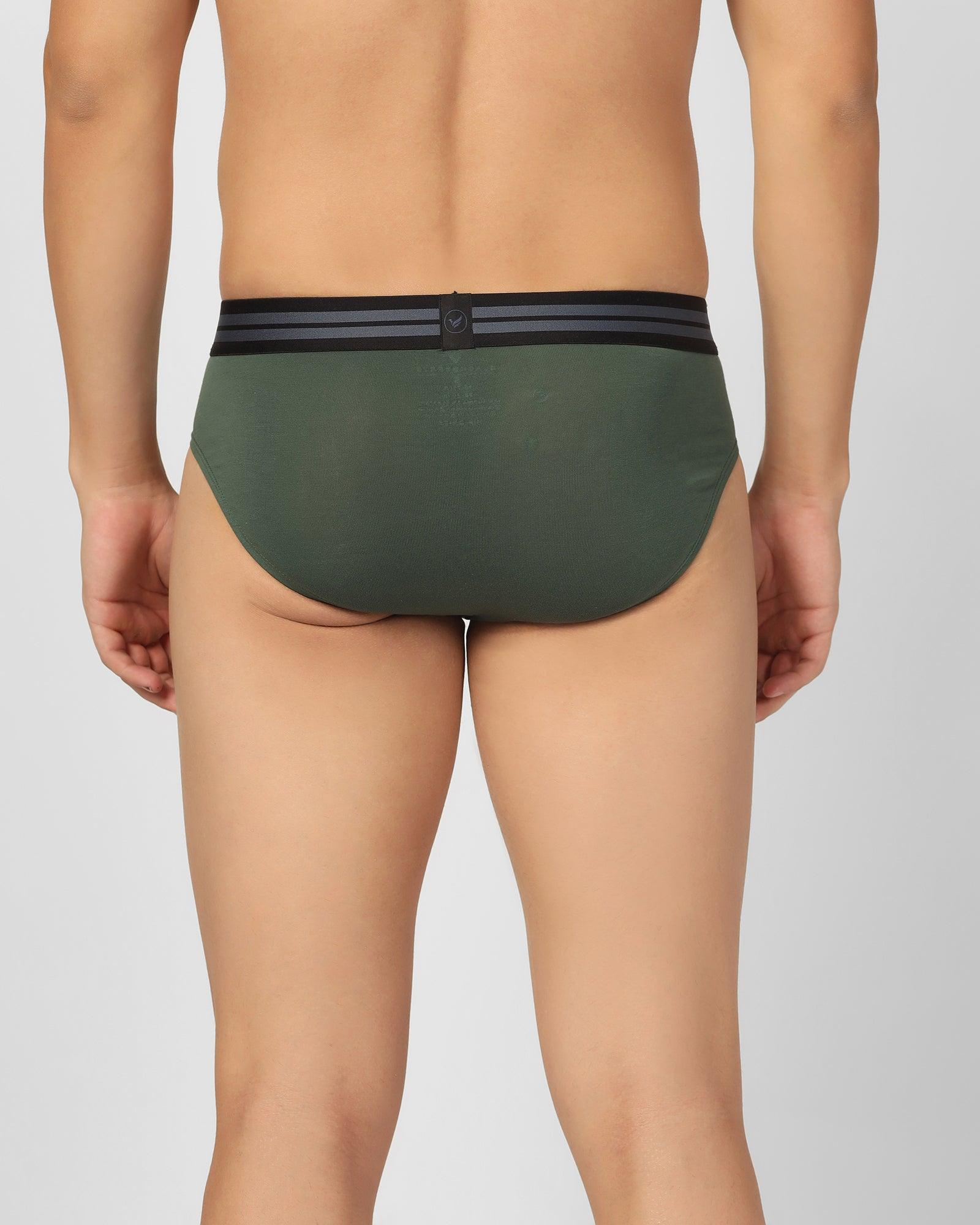 Regular Fit Brief In Sage Green (New Broc) - Blackberrys