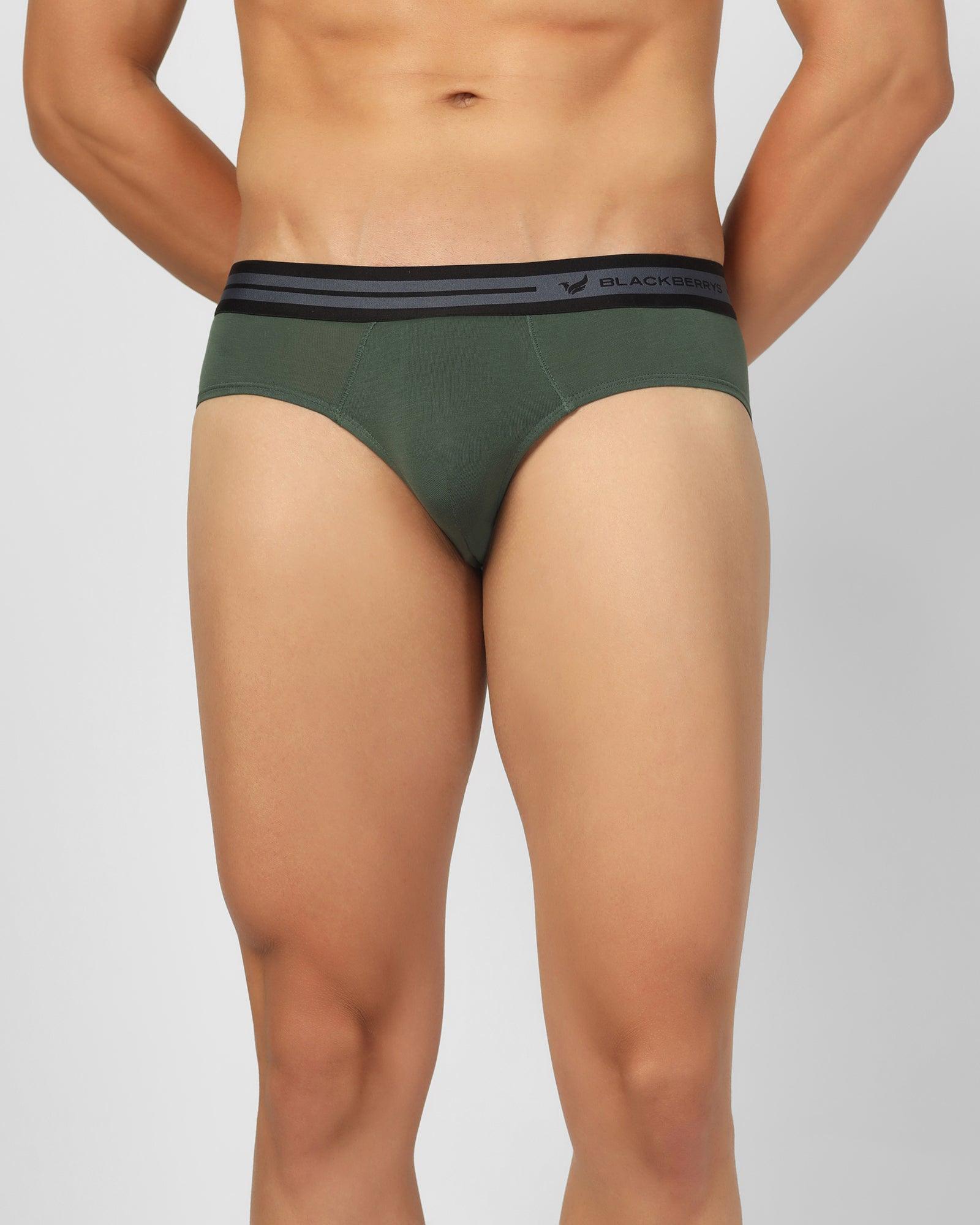 Regular Fit Brief In Sage Green (New Broc) - Blackberrys