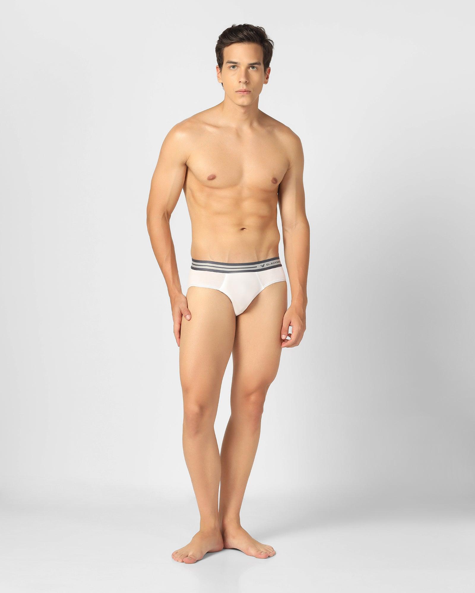 Regular Fit Brief In White (New Broc) - Blackberrys