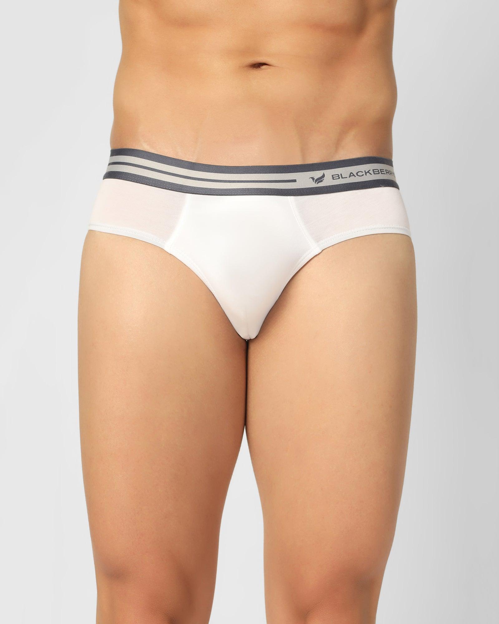 Regular Fit Brief In White (New Broc) - Blackberrys