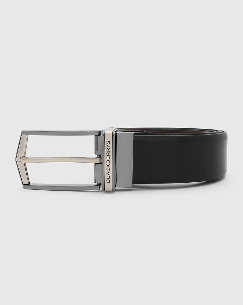 Leather Reversible Black Burgandy Solid Belt - Toribo
