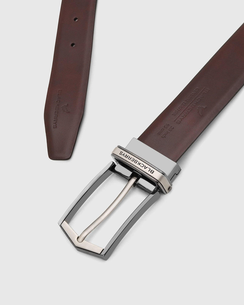 Leather Reversible Black Burgandy Solid Belt - Toribo