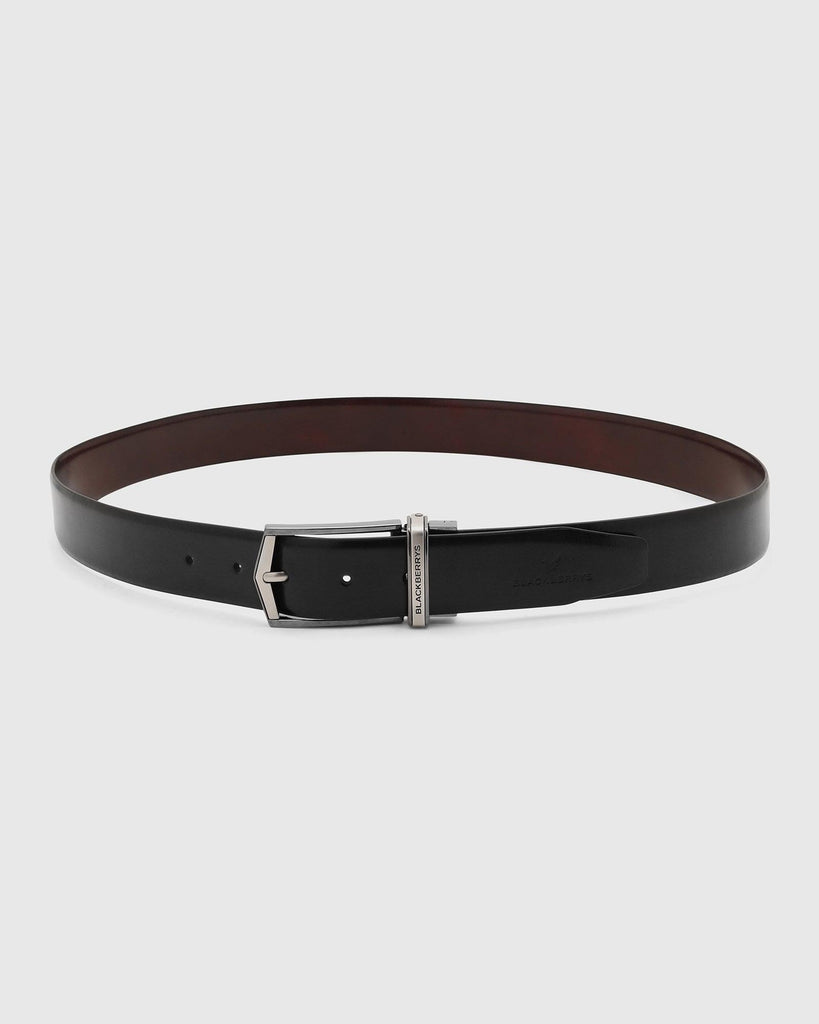 Leather Reversible Black Burgandy Solid Belt - Toribo