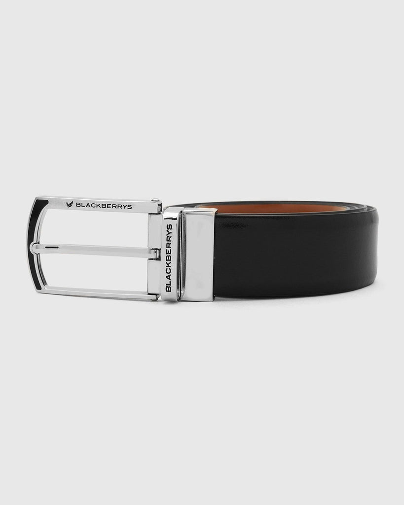 Leather Reversible Tan & Navy Solid Belt - Tuna