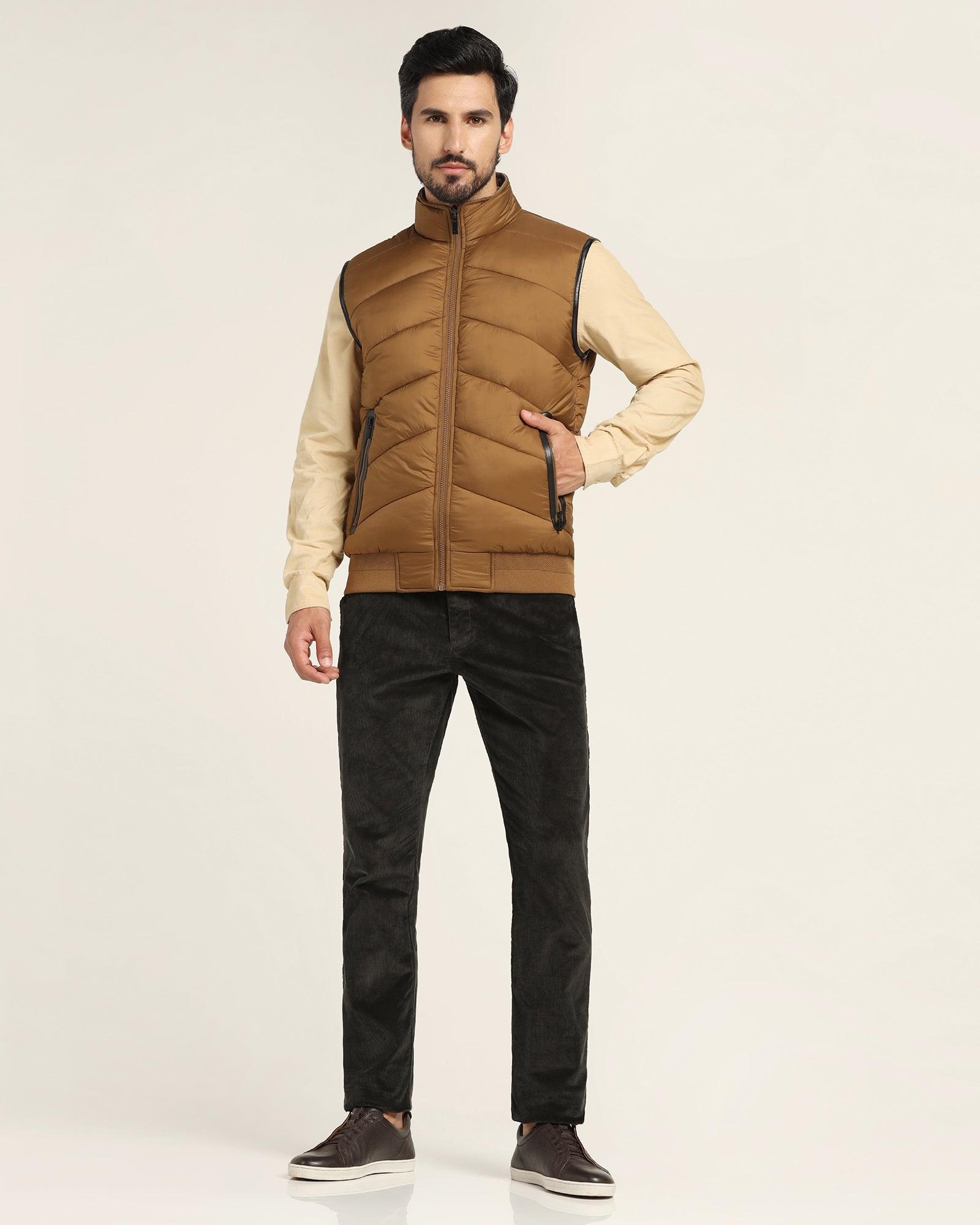 Reversible Burnt Gold Solid Zipper Jacket - Cabe - Blackberrys