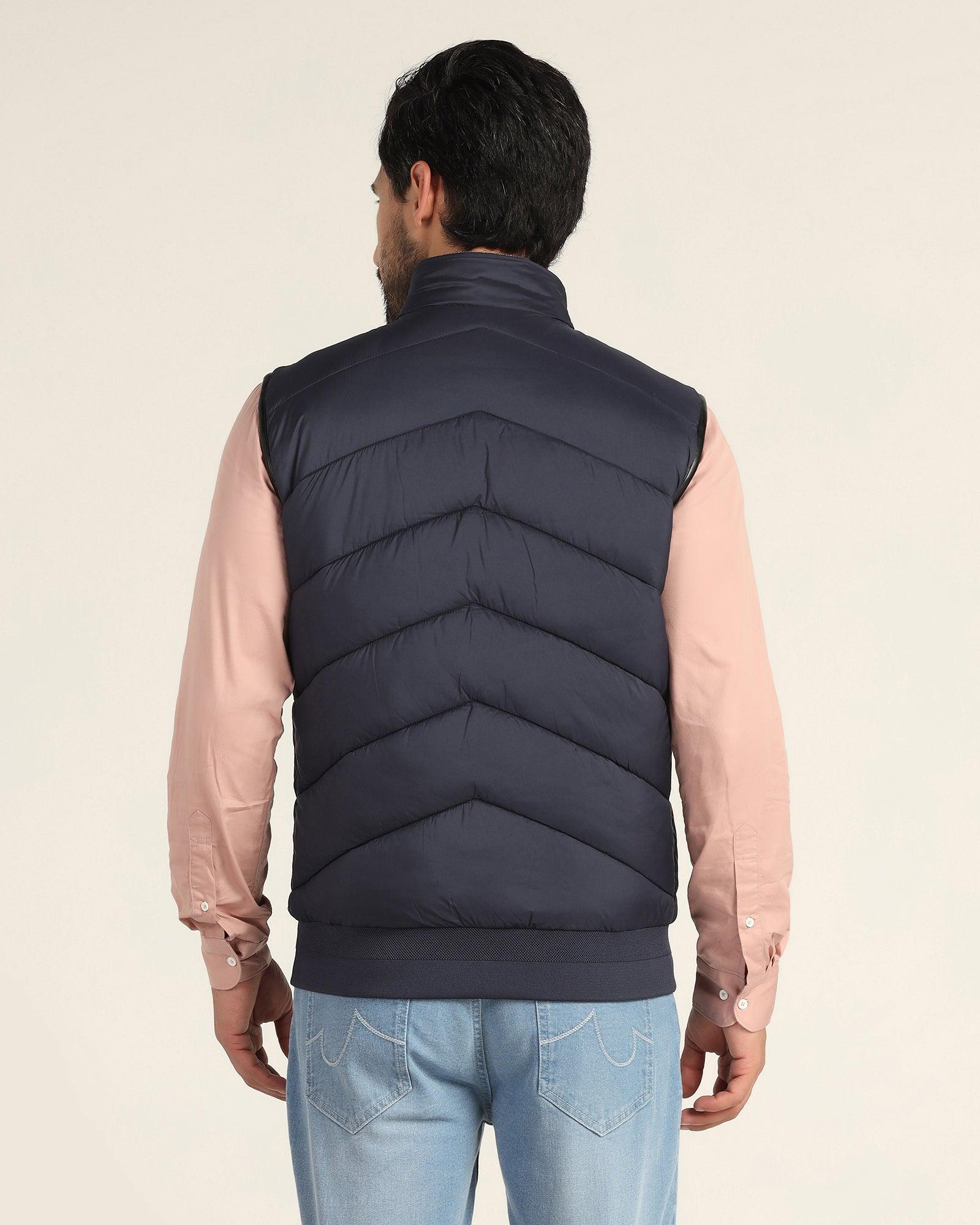 Reversible Navy Solid Zipper Jacket - Cabe - Blackberrys
