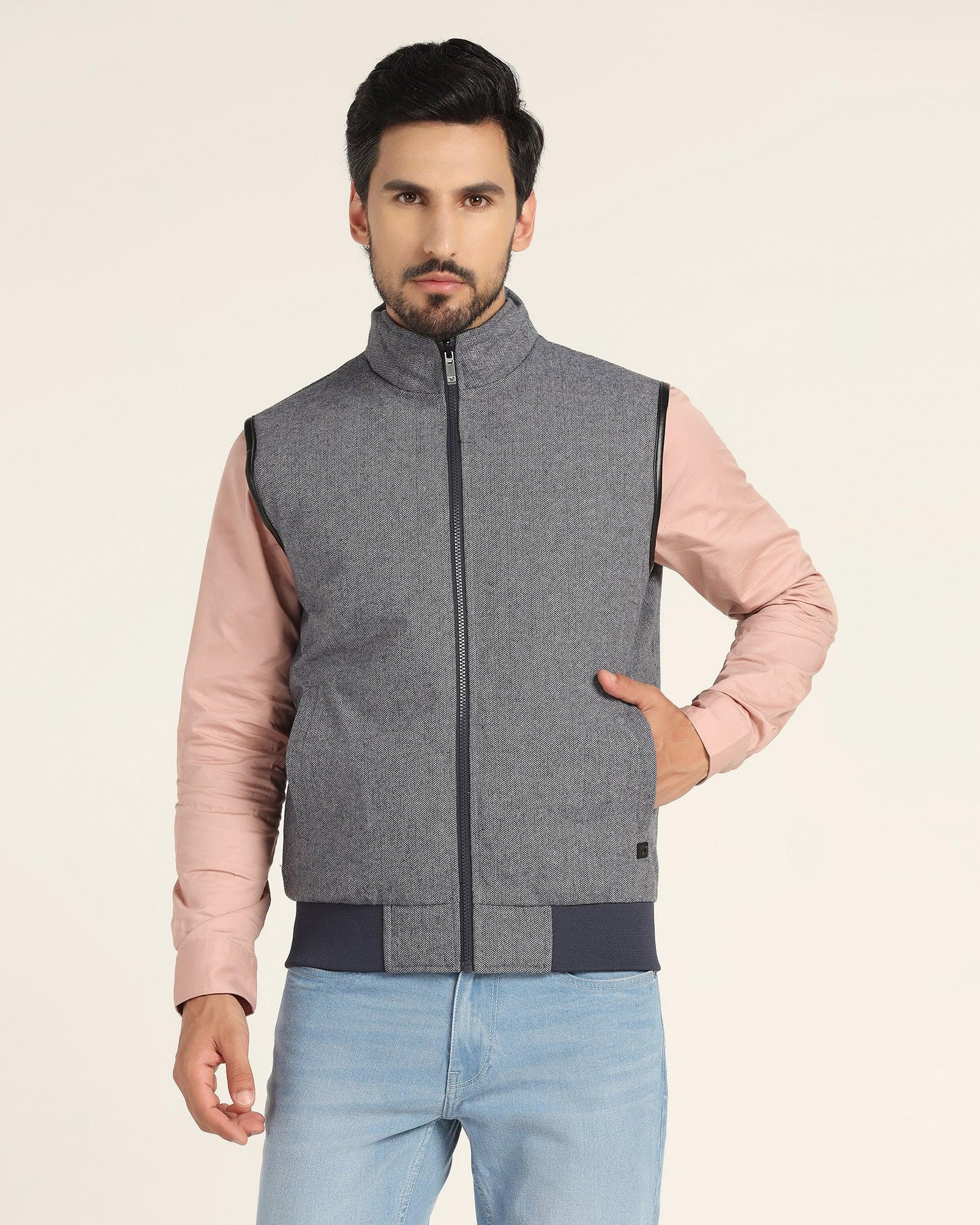 Reversible Navy Solid Zipper Jacket - Cabe - Blackberrys