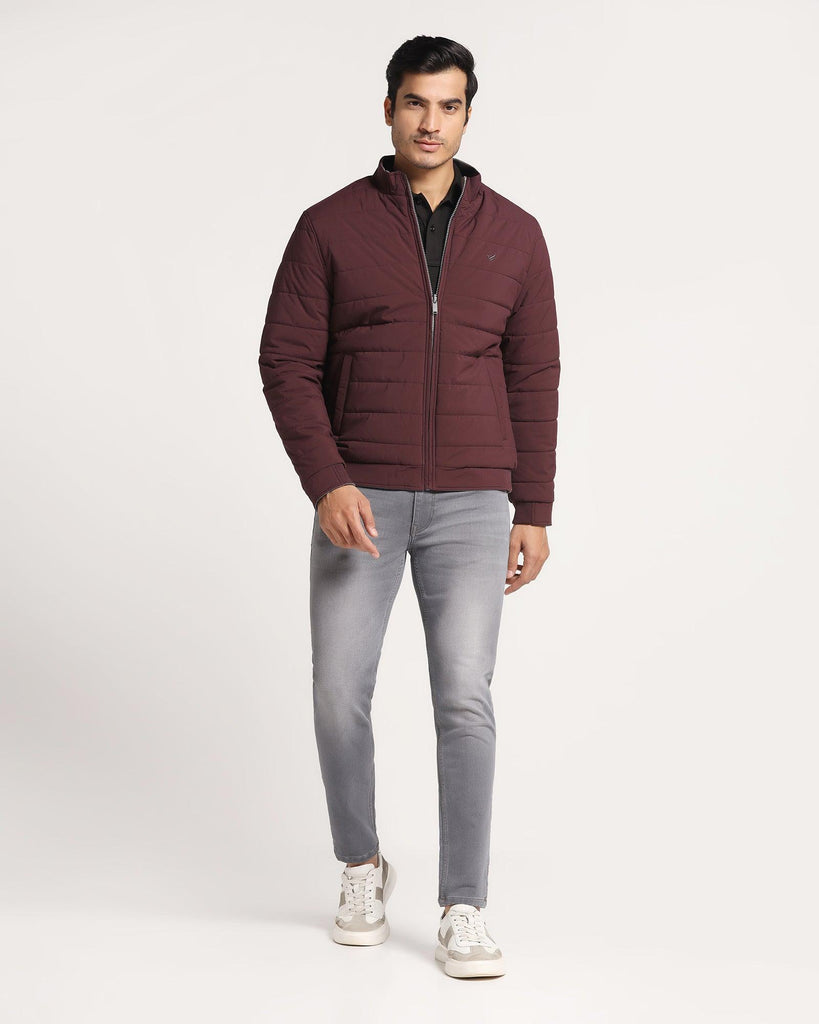 Reversible Wine Solid  Zipper Jacket - Vietro