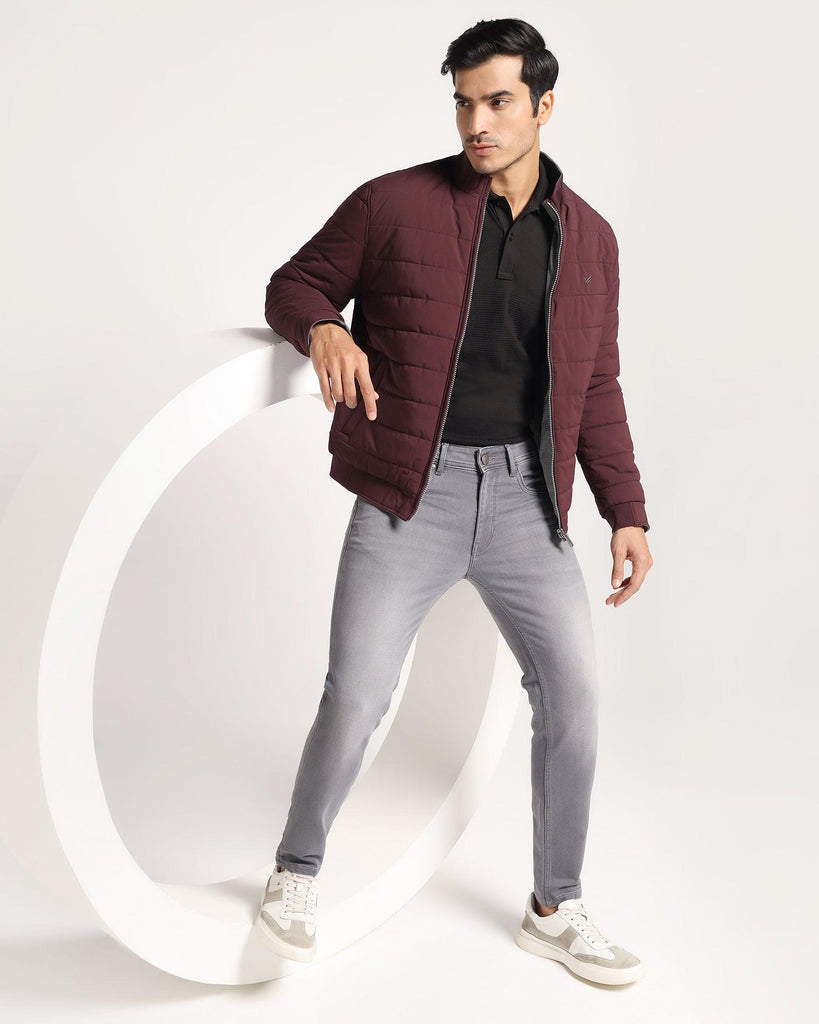 Reversible Wine Solid  Zipper Jacket - Vietro