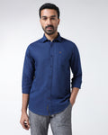Royal Blue Linen Solid Shirt - Cleo