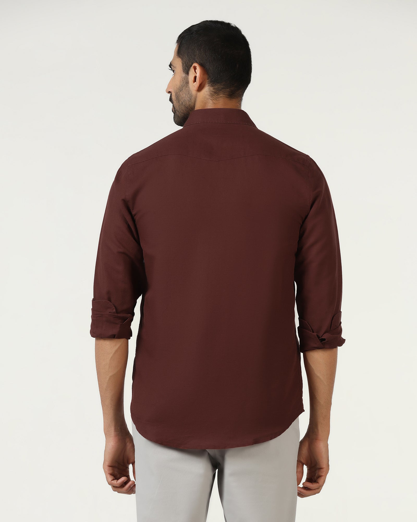 Rust Linen Solid Shirt - Konrad