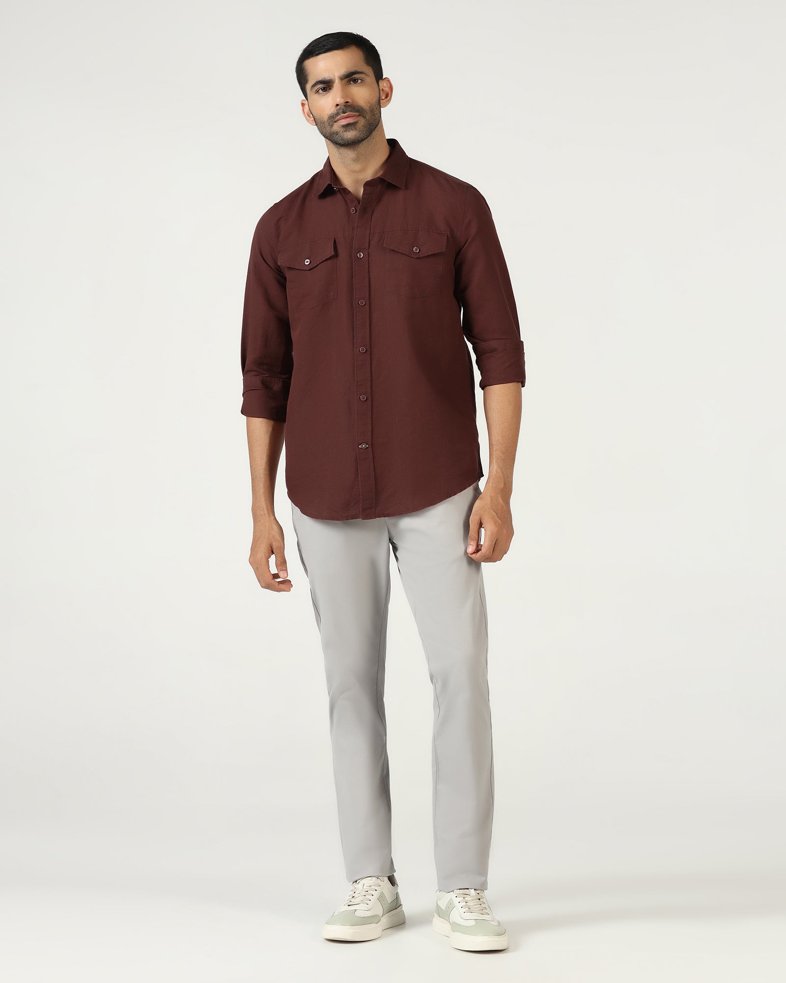 Rust Linen Solid Shirt - Konrad