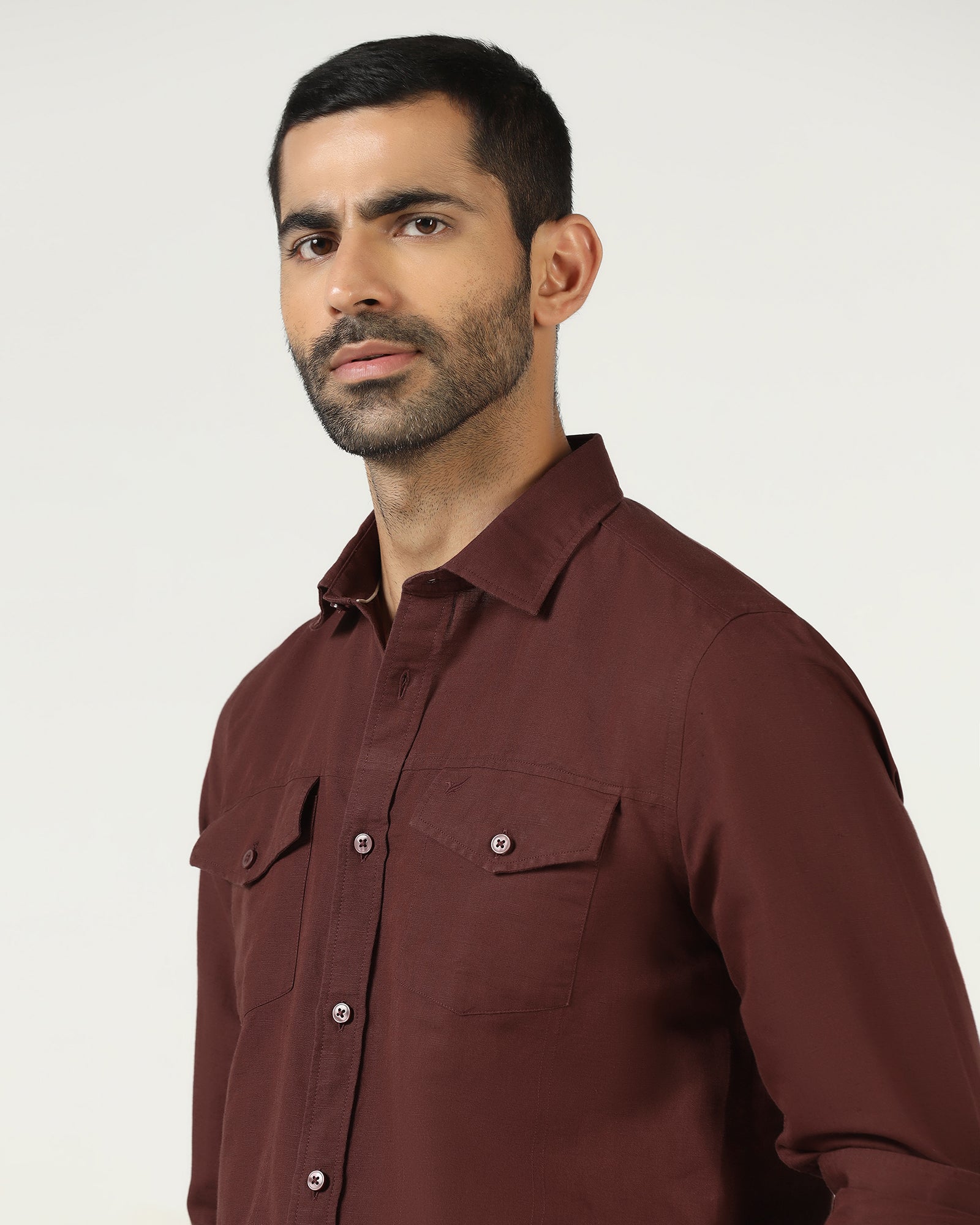 Rust Linen Solid Shirt - Konrad