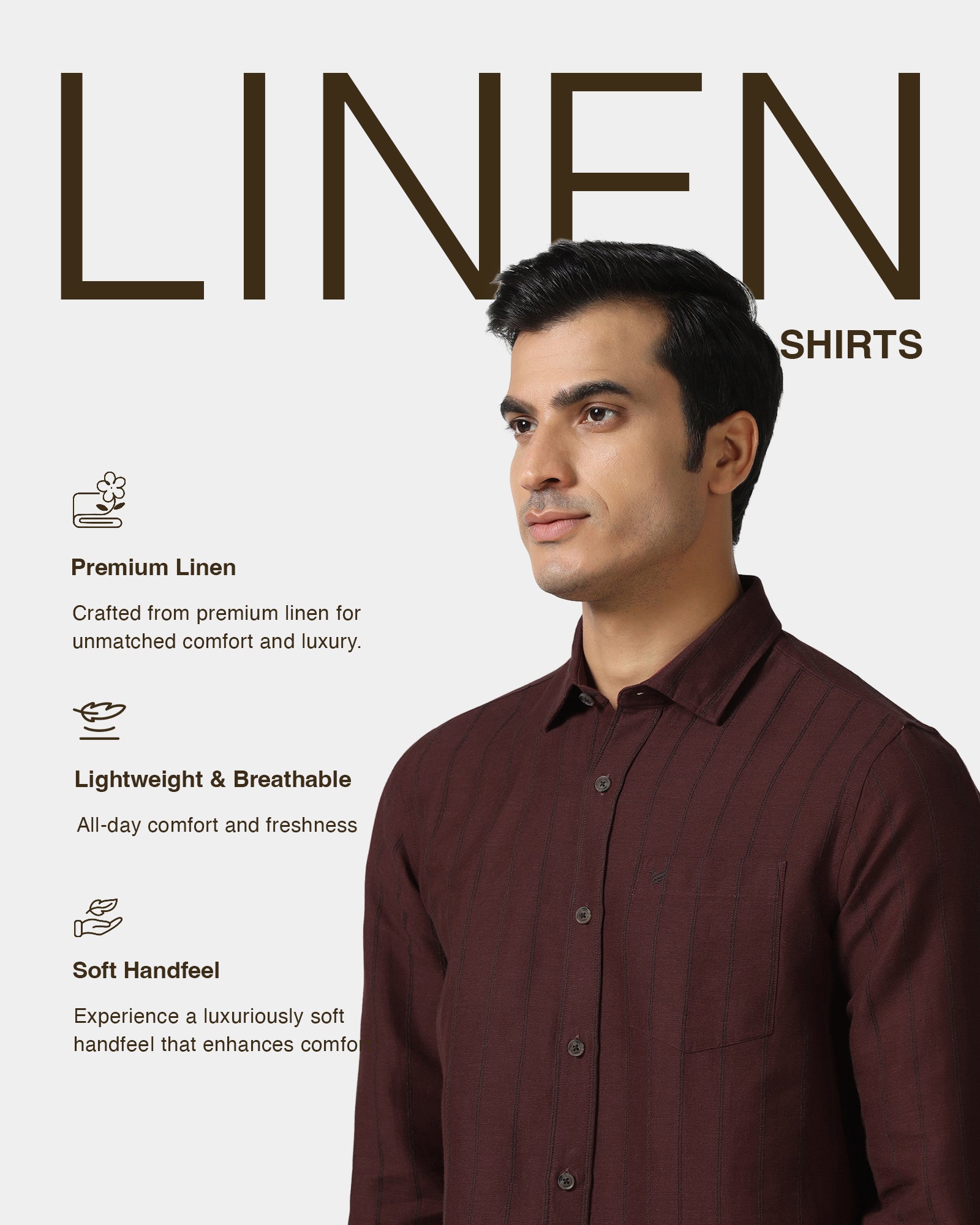 Rust Linen Stripe Shirt - Raydon